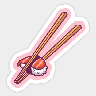 Sushi With Chopstick Cartoon Sticker